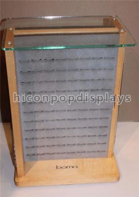 China Desktop Wooden Glass Retail Jewelry Display For Fashion Accessories / Earrings for sale