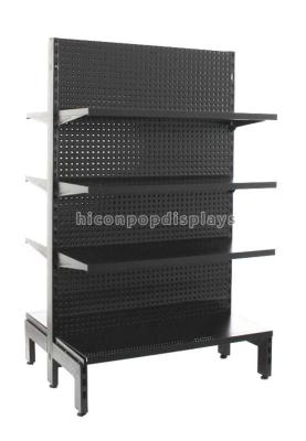 China Supermarket Store Metal Retail Gondola Shelving Black Freestanding Gondola Rack for sale