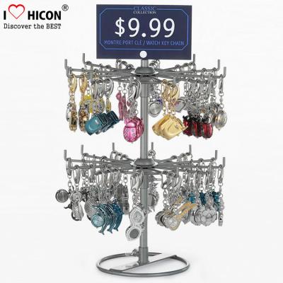 China Turnable Keychain Counter Display Racks / Retail Hanging Display Racks 2-layer for sale