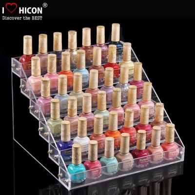 China Custom Logo Clear Acrylic Counter Display Racks 5 Step For Nail Polish Retailing for sale