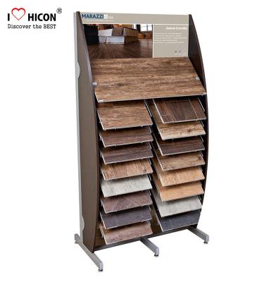 China Decoration Tile Display Racks Floor Show Tile Stand Wooden Floor Tile Merchandising for sale