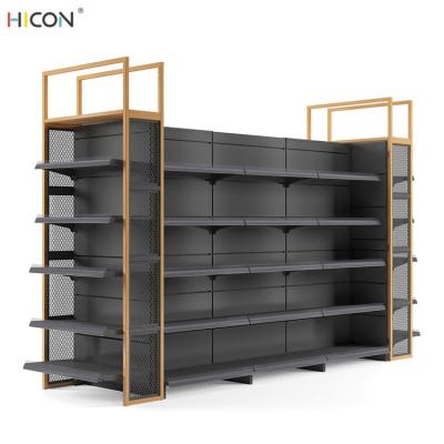 China Useful 5-Layer Floor Black Metal Supermarket Display Racks for sale