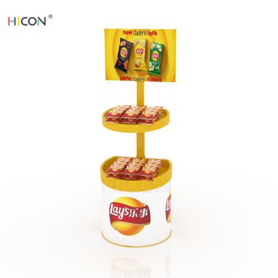 Chine Pomme de terre Chips Display Cases en métal jaune pour la vente en gros de service de traiteur à vendre