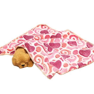 China Coral Fleece Pet Supplies Small Medium Cats Dogs Mattress Cat And Dog Paw Print Blanket Plush Soft Warm Winter Travel Pet Blanket for sale