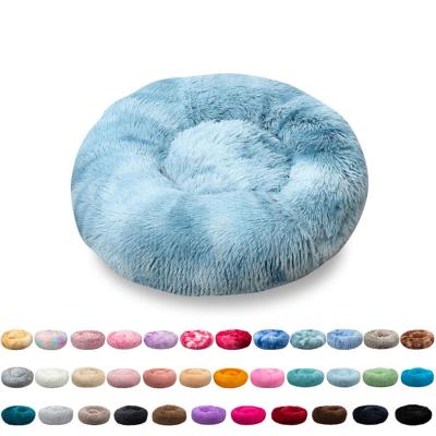 China Travel Donut Dog Bed Long Soft Warm Plush Pet Cushion For Large Cat Sleeping Bag Calming Bed Washable Pet Sofa Mat Samll Kennel Cat Sleeping Bag for sale