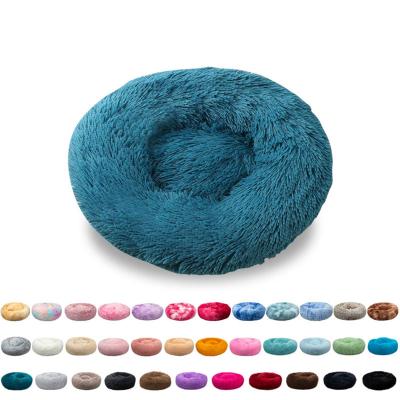 China Travel Donut Dog Bed Long Soft Warm Plush Pet Cushion For Large Cat Sleeping Bag Calming Bed Washable Pet Sofa Mat Samll Kennel Cat Sleeping Bag for sale