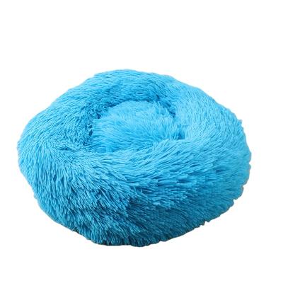 China Hondenmand Fluffy Soothing Pet Bed Plush Donut Long Travel Dog Bed Around Orthopedic Kennel Cat Puppy Sofa Bed House Sofa Sleeping Bag for sale