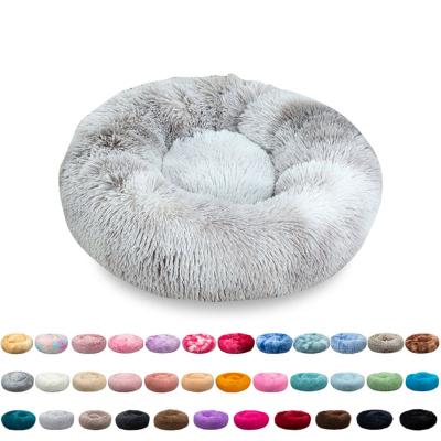 China Travel Donut Dog Bed Long Soft Warm Plush Pet Cushion For Large Cat Sleeping Bag Calming Bed Washable Pet Sofa Mat Samll Kennel Cat Sleeping Bag for sale