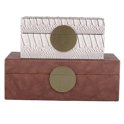 China High End Ready To Ship Hot Sale Home Decor PU Leather Wooden Decorative Box For Home Decoration for sale