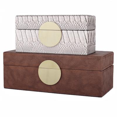 China High End Ready To Ship Hot Sale Home Decor PU Leather Wooden Decorative Box For Home Decoration for sale