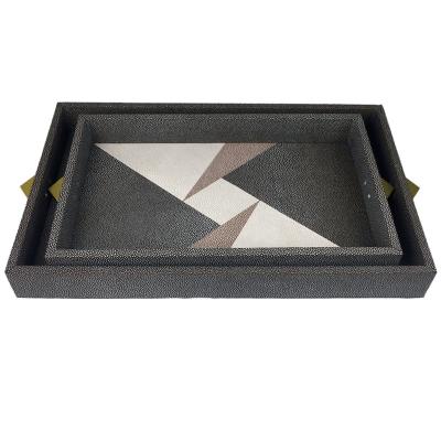 China Wholesale High End Decorative Home Decorative Faux Leather Serving Tray Decor Coffee Leather Tray For Hotel for sale