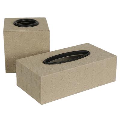 China European Wholesale High End Decor Rectangular Leather Face Classic Home Style Tissue Box Paper Holder for sale