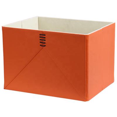 China High End Wholesale Household Supplies Leather Office Supplies Desk Organizer Storage Box for Home Decor for sale