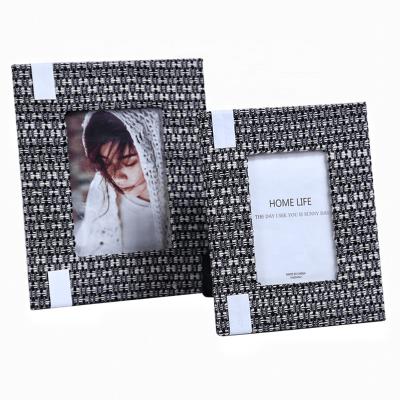 China Photo Frame Ready To Ship Home Decorative Decor Picture Picture Frame Woven Fabric Wooden Picture Frames For Decoration for sale