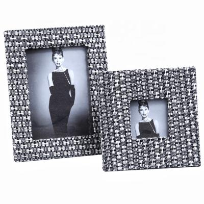 China Wholesale Home Decor Decorative Picture Picture Frame Woven Fabric Wooden Picture Frames For Decoration for sale