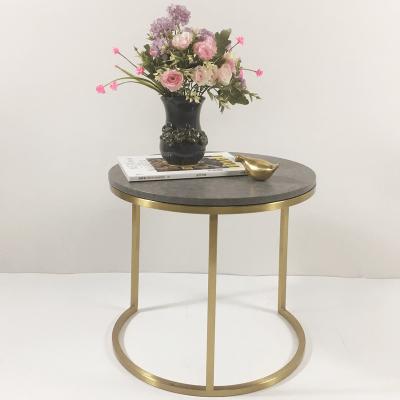 China Customized Artistic Leather and Metal Art Factory Home Furniture Living Room Fashion Modern Design PU Leather Side Table for sale