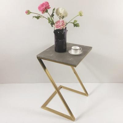 China Nordic Luxury Modern Corner Table Legs Metal Table Leather Leather Coffee Table Customized Wooden Side Table Set for sale