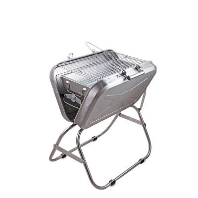 China Easily Assembled Towel BBQ Grills Folding Stainless Steel Charcoal BBQ Portable Outdoor Camping Grill for sale