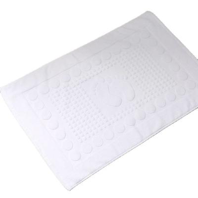 China Child Safe Custom Size Bathroom Mat Jacquard Embossed Logo Towels 100% Cotton Bath Mat for sale