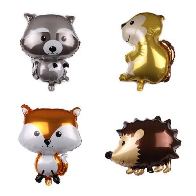 China Beauty Decorations Cartoon Woodland Animal Shape Helium Balloons Pile Up Raccoon Foil Balloons Hedgehog Fox For Party Decoration for sale