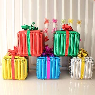 China Toy New Year Gift Box Christmas Products Gift Box Shape Party Decoration Balloons for sale