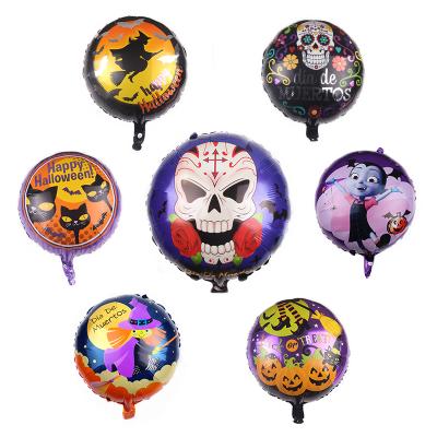 China Party Decoration 18 Inch Round Large Happy Foil Balloon Halloween Skull Foil Balloon For Halloween Party Decoration for sale