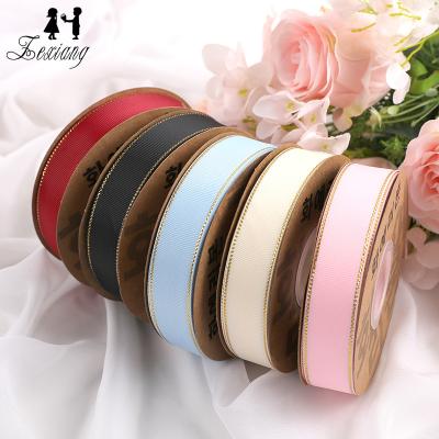 China Zexwrap Metallic Gold Printed Grosgrain Character Ribbon for Gift Wrapping Wedding Decoration for sale