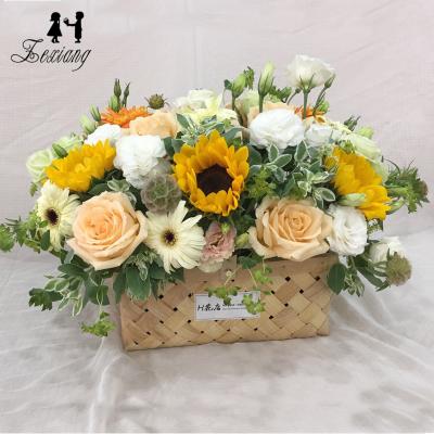 China China Zexiang a set of style two-piece idyllic creativity handmade flower basket with straw and cane flower wicker basket for sale