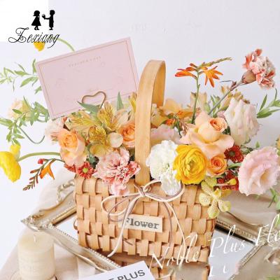 China China Zexiang Handwoven Wooden Flower Basket Flower Arrangement Flower Hanging Basket for sale