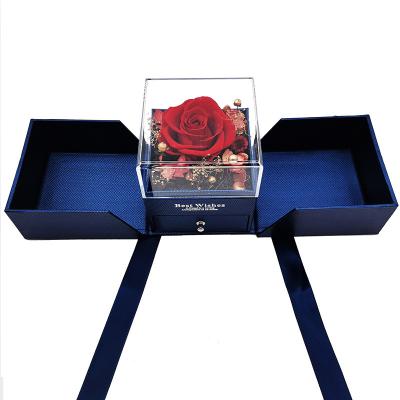 China New Waterproof Confession Gift Valentine's Day Double Door Eternal Rose Jewelry Box for sale