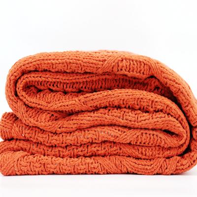 China Jacquard China home textile factory wholesale chenille knit throw 100%polyester Sherpa fleece blanket for winter for sale