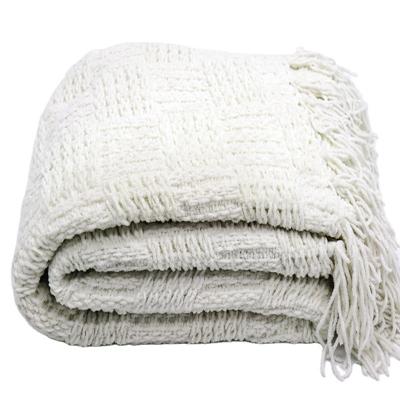 China Jacquard factory hot wholesale popular chenille throw 100% polyester jacquard knitted blanket with cheap price for sale