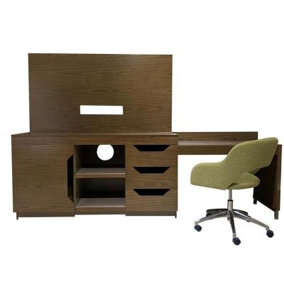 China Modern Hampton Inn Hotel Furniture Desk With Combo Fridge Micro Cabinet for sale