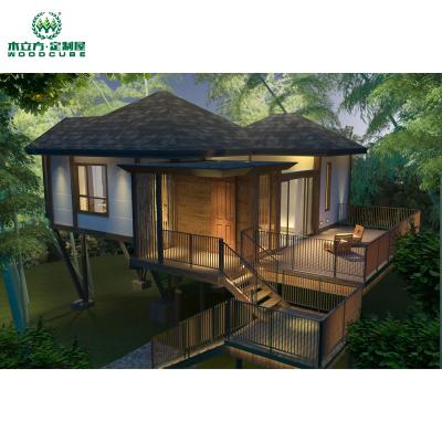 China Wall and floor system self-heating prefab three bedroom house wooden villa prefab construction for sale