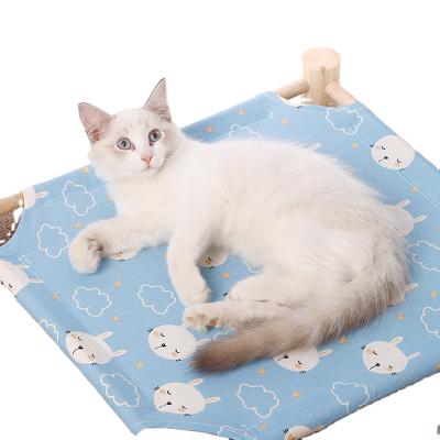 China Travel Four Seasons General Cat Nest Solid Wood Canvas Quadrangle Cat Hammock Removable Cat Marching Moisture-Proof Bed for sale