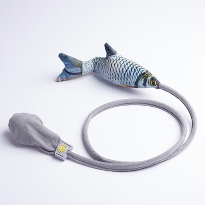 China New Creative Igniter Stocked Cat Toy Simulation Jump Fish Cat Toy Interactive Plush Stick Tease Cat Toy from Pet 2021 for sale