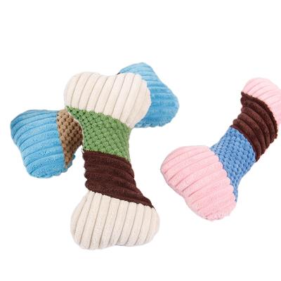 China Stuffed Cat Dog Molar Bite Resistant Corn Wool Bone Viable Small Noise Pillow Squeaky Toy for sale