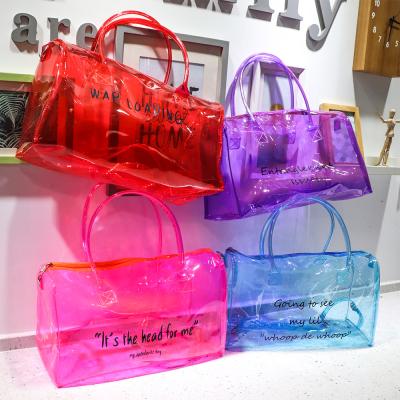 China Fashion Logo Custom Print Holographic Duffle Bags Sports Jelly Bag Yoga Gym Handbag Transparent Clear Outdoor for sale