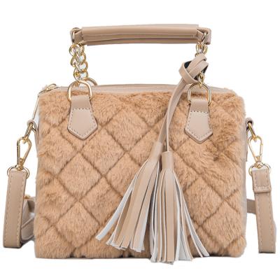 China Elegant Plush Faux Fur Sling Shoulder Handbag Women for sale