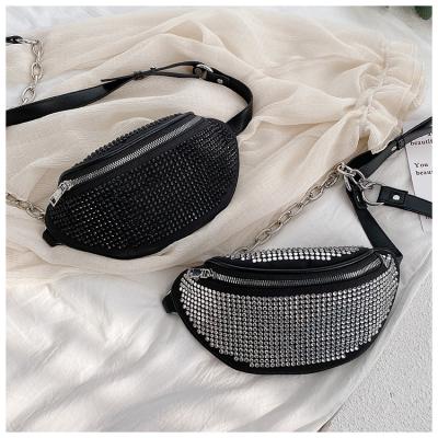 China New Design Wholesale Custom Made Rhinestone Japan Style Shiny Women Fanny Pack Waist Bag for sale