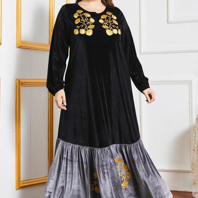 China New fashion specializing pure color winter clothing plus size dress for Dubai Abaya factory free size for sale