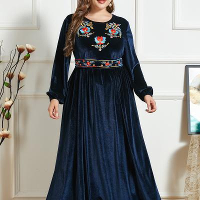 China Autumn And Winter Women Clothing Plus Size Long Sleeve Velvet Dress For Abaya Wholesale Free Size for sale