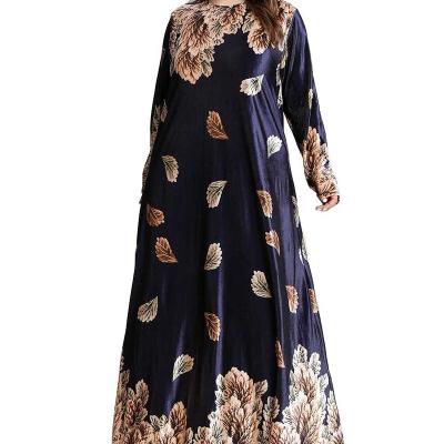 China China factory ladies plus size velvet fabric dark blue gold dresses for islamic clothing L/XL/XXL/XXXL/XXXXL for sale