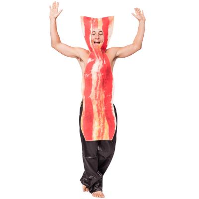 China Unisex Costume Food Bacon Mascot Costume Desayuno Alimentos de mujeres des hombres y de Disfraz Para Halloween de franja de tocino de Crujiente holiday for sale