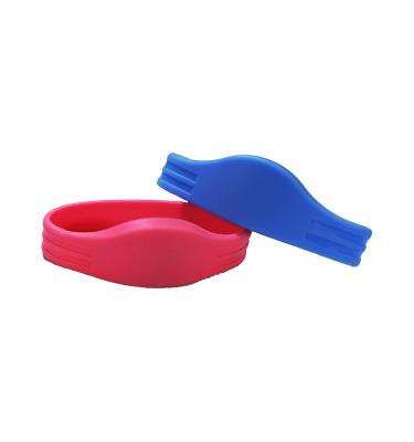 China Customized Waterproof / Waterproof Logo Recessed Silicone RFID Wristbands for sale