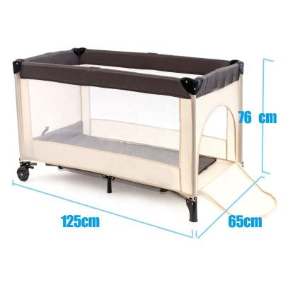 China Wholesale Custom Portable Large Safety Plastic Multi-Function Kids Yard Fence Baby Playpen Crib Foldable Plastic Indoor Bed for sale