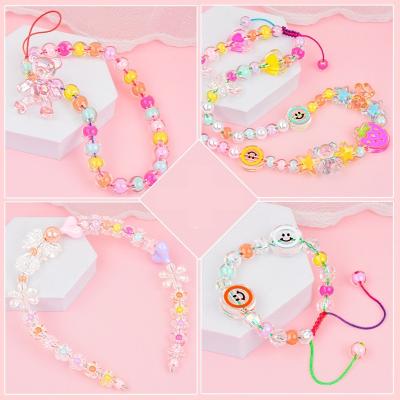 China Eco-friendly Material New DIY beaded jewelry accessories bear key chain mobile phone chain color accessories beads for sale