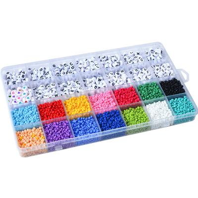 China Eco-friendly Material New 28 grid 3mm glass rice beads DIY Beaded Bracelet material early education puzzle letter beads for sale