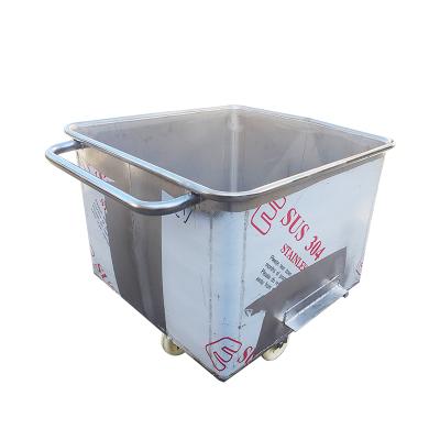 China Vegetable processing plant 304 stainless steel transfer container/Tote Cart /trolley for meat for sale