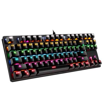 China Newest Backlit Colorful LED Anti-ghosting Computer Keyboard 87 Keys RGB Gaming Mechanical Keyboard for sale